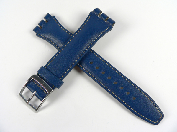 Řemínek modrý bílé šití 19mm ROCHET-SWATCH 6431912ST13