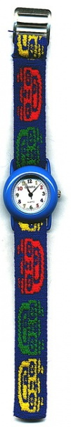 Dětské hodinky Q OLYMPIA modré, auta 42007