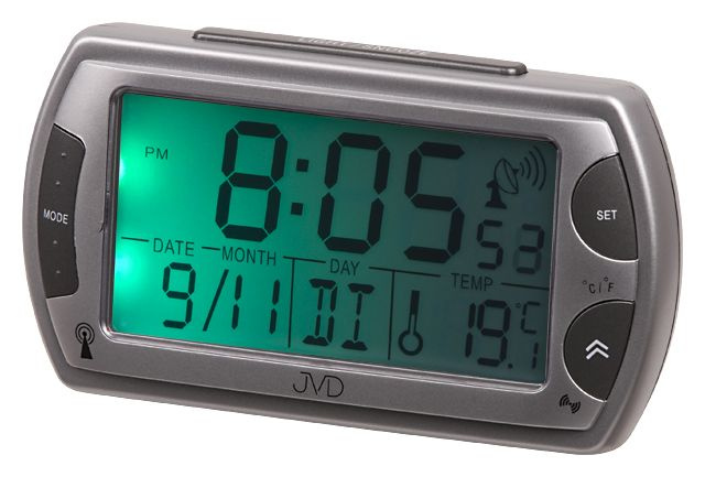 Budík Q JVD RC RB358 digitální černo-stříbrný