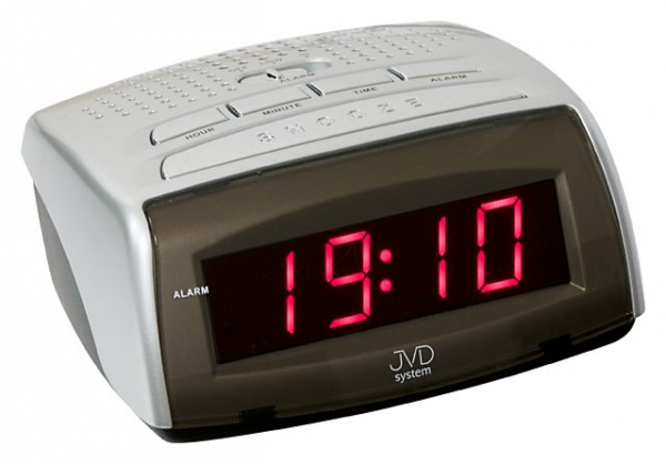 Budík síťový JVD SB0720.1 červená čísla šedé
