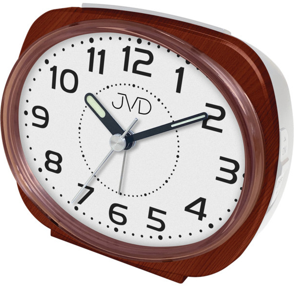 Budík Q JVD SRP001.4 plastový imitace dřeva