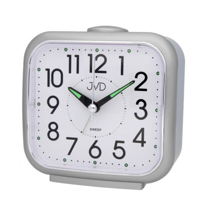Budík Q JVD SRP1309.4 plastový bílo stříbrný