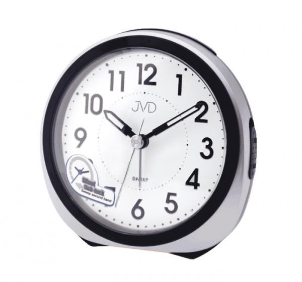 Budík Q JVD SRP872.1 plastový stříbrný
