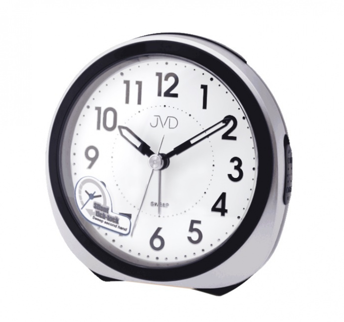 Budík Q JVD SRP872.1 plastový stříbrný