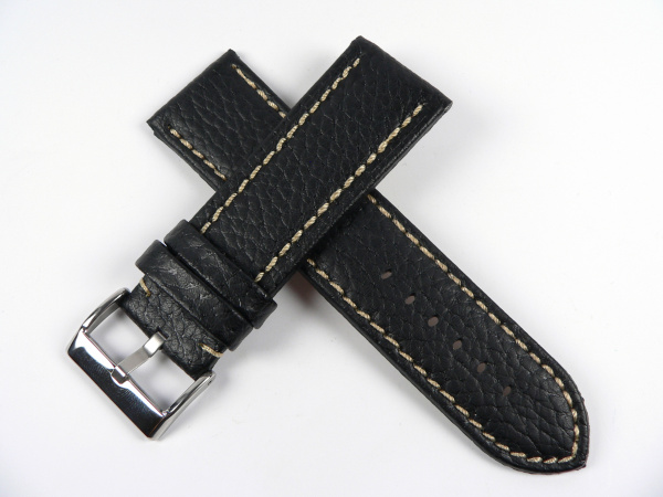 Řemínek černý kožený 26mm DILOY 376EA.26.1