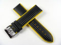 Řemínek karbon žluté šití 24mm DILOY 400.55.24