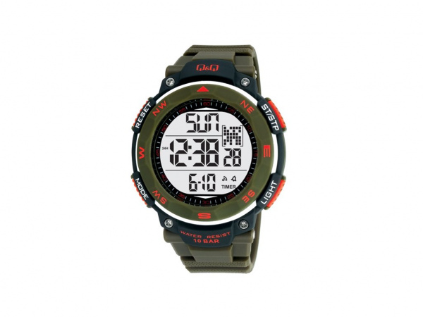 Digitální hodinky Q Q&Q M124J003Y 10bar khaki