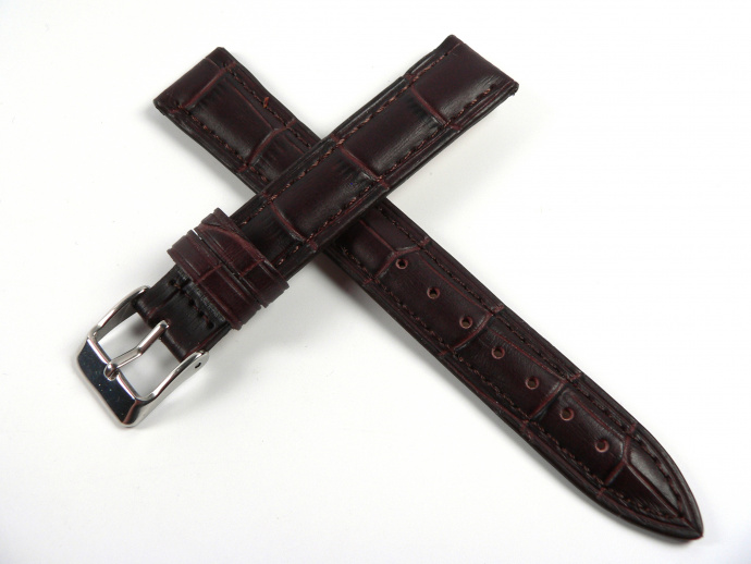 Řemínek tmavě hnědý aligátor 16mm DILOY 379.16.2