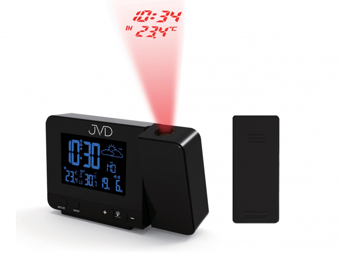 Budík družicově řízený černý Q JVD RB3531.1 RC projektor