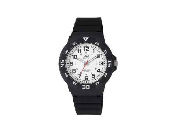 Pánské hodinky Q Q&Q VR18J003Y plastové, bílý číselník