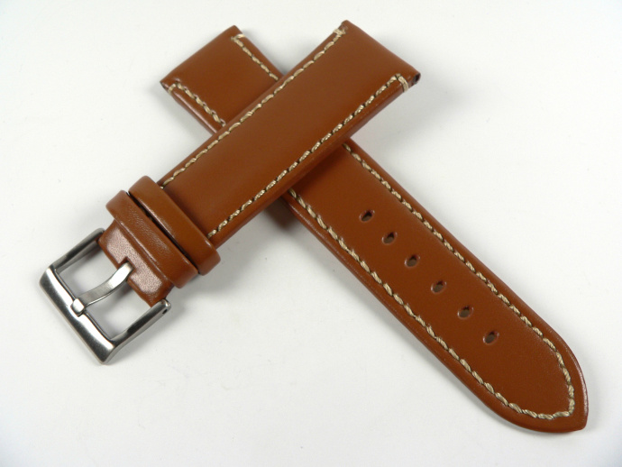 Řemínek světle hnědý kožený 24mm DILOY 373.03.24