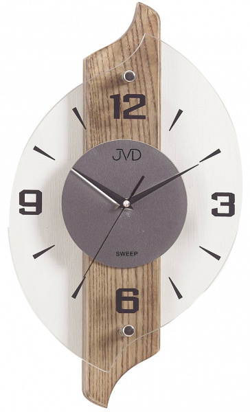 Nástěnné hodiny Q JVD NS18007/78 sklo, dřevo