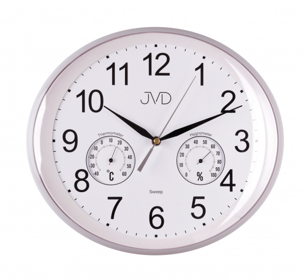 Nástěnné hodiny Q JVD HTP64.1 plast, teploměr, vlhkoměr
