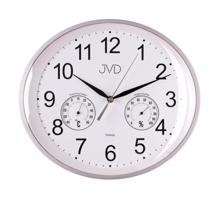 Nástěnné hodiny Q JVD HTP64.1 plast, teploměr, vlhkoměr