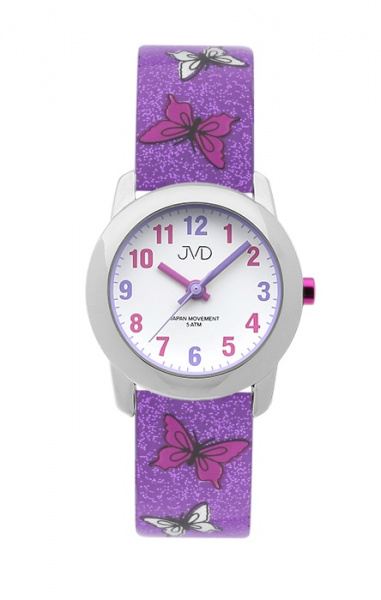 Dětské hodinky Q JVD J7142.4 motýli fialové