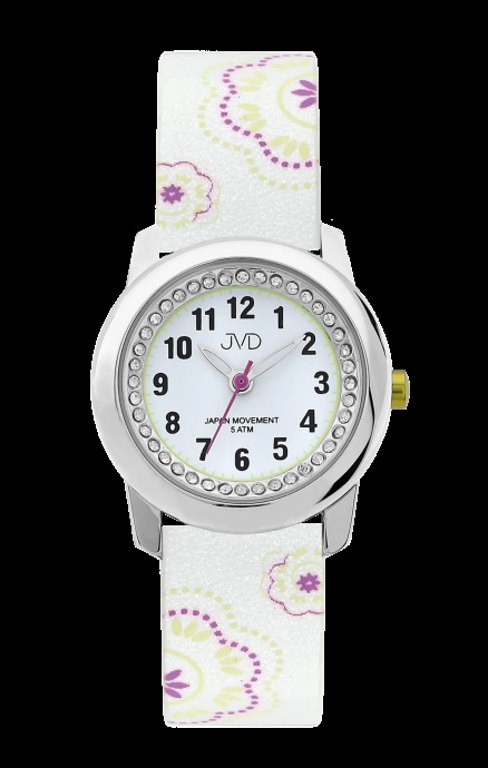 Dívčí hodinky Q JVD J7171.1 kytky bílé