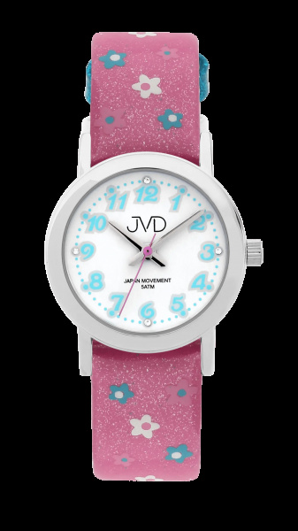 Dívčí hodinky Q JVD J7197.2 kytky růžové
