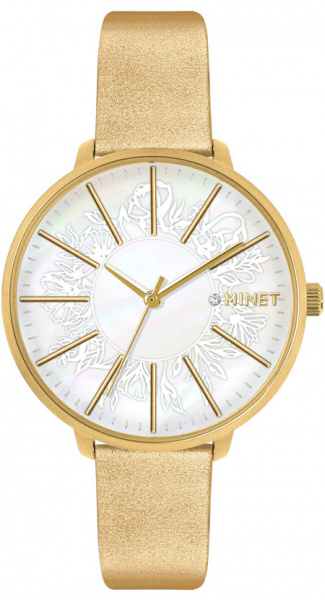 Dámské hodinky Q MINET PRAGUE Gold Flower MWL5141