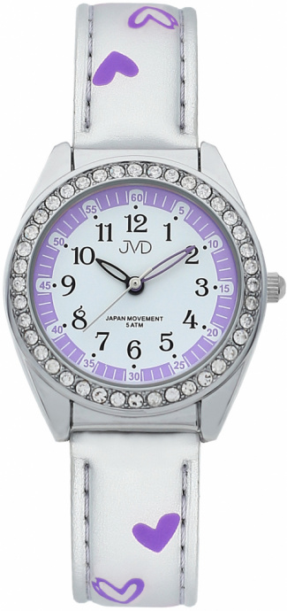 Dívčí hodinky Q JVD stříbrné zirkony J7117.6