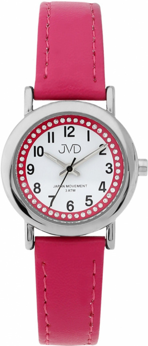 Dětské hodinky Q JVD červené zirkony J7179.2