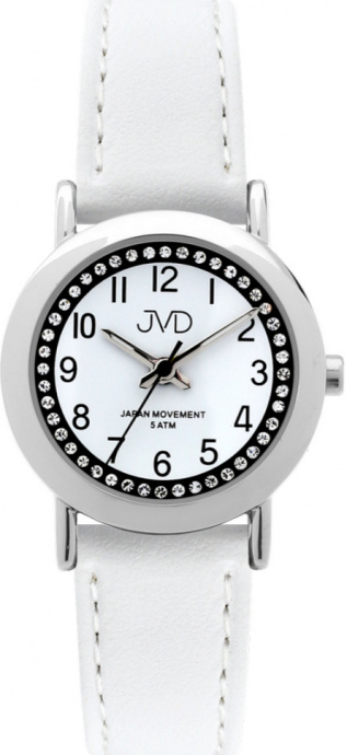Dětské hodinky Q JVD bílé zirkony J7179.6