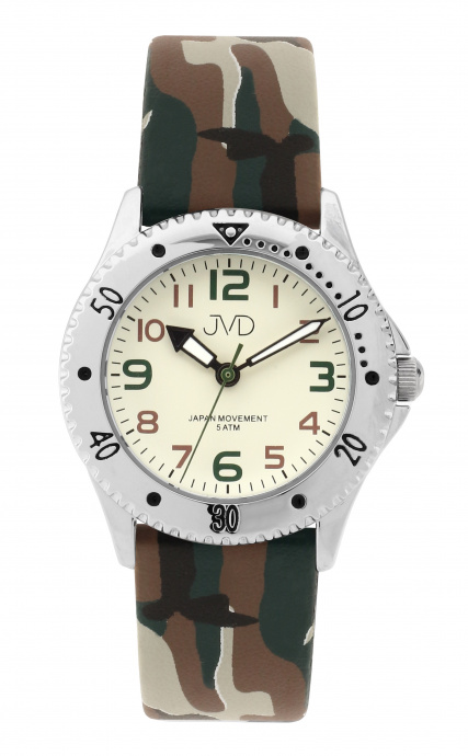 Dětské hodinky Q JVD maskáč zeleno-hnědý J7203.3
