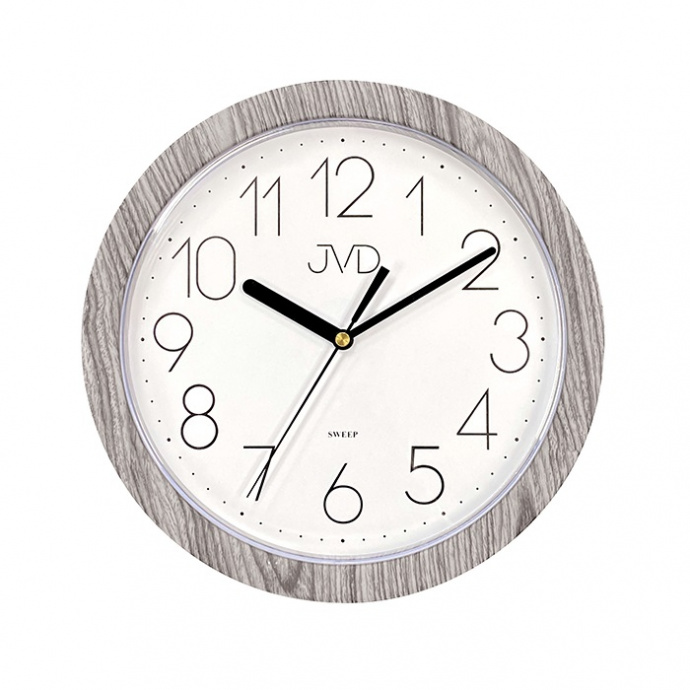 Nástěnné hodiny Q JVD H612.22 plast šedé dřevo imitace