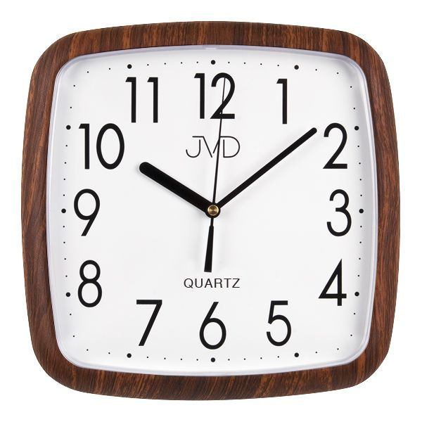 Nástěnné hodiny Q JVD H615.6 plast imitace dřeva tmavá