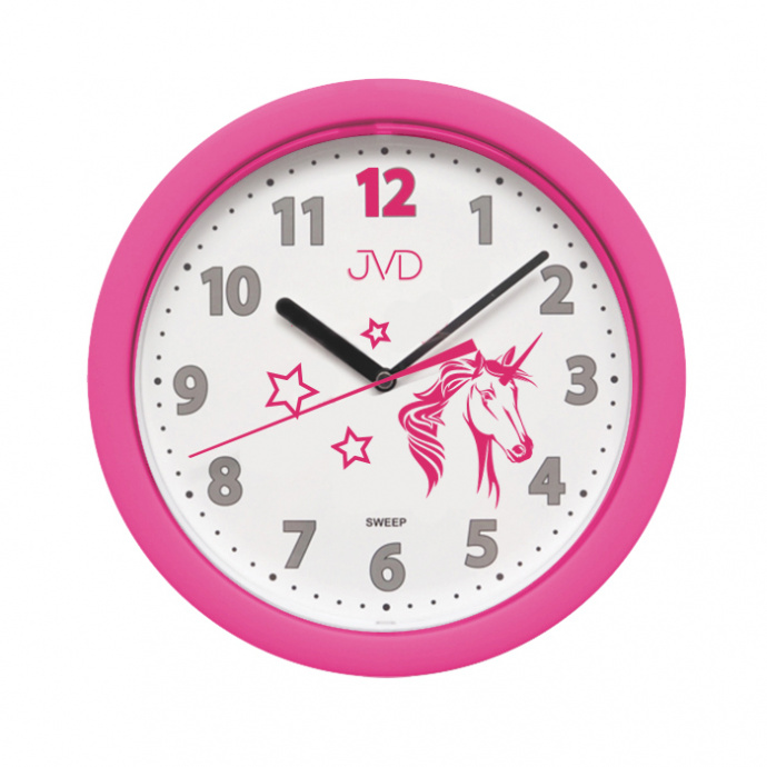 Nástěnné hodiny Q JVD HP612.D7 dětské plast jednorožec