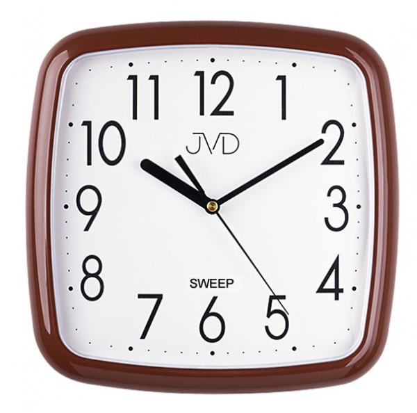 Nástěnné hodiny Q JVD HP615.9 plastové hnědé čtvercové