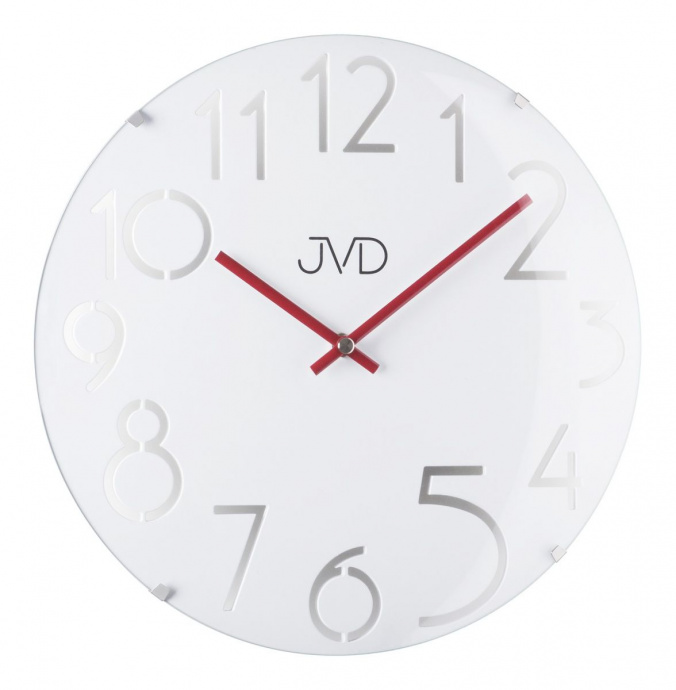 Nástěnné hodiny Q JVD HT076 bílý plast, sklo