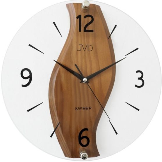 Nástěnné hodiny Q JVD NS19036/11 dřevo dub sklo